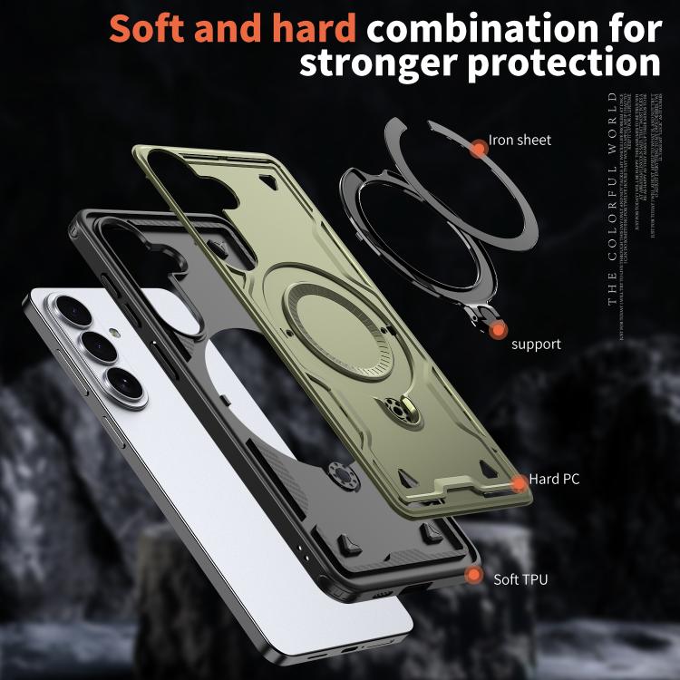 For Samsung Galaxy S26+ 5G PC Hybrid TPU Armor MagSafe Ring Holder Phone Case