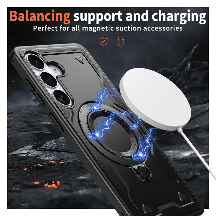 For Samsung Galaxy S26+ 5G PC Hybrid TPU Armor MagSafe Ring Holder Phone Case