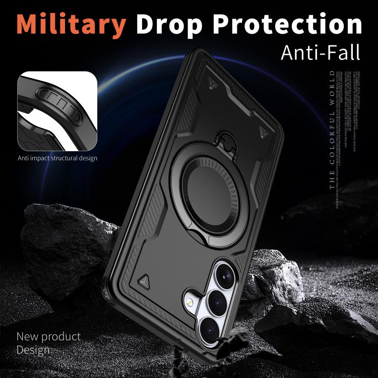 For Samsung Galaxy S26+ 5G PC Hybrid TPU Armor MagSafe Ring Holder Phone Case