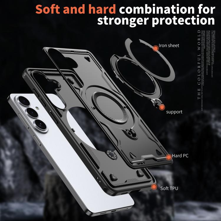 For Samsung Galaxy S26+ 5G PC Hybrid TPU Armor MagSafe Ring Holder Phone Case