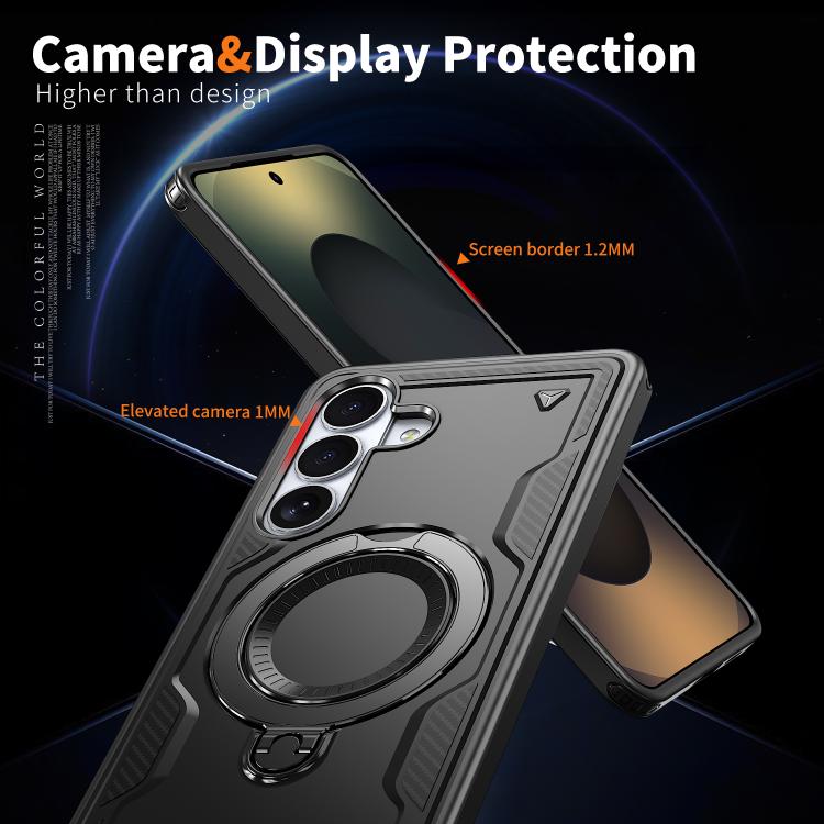 For Samsung Galaxy S26+ 5G PC Hybrid TPU Armor MagSafe Ring Holder Phone Case
