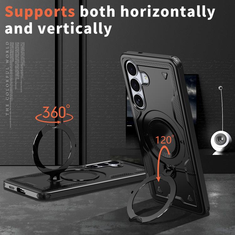 For Samsung Galaxy S26+ 5G PC Hybrid TPU Armor MagSafe Ring Holder Phone Case