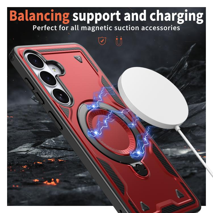 For Samsung Galaxy S26+ 5G PC Hybrid TPU Armor MagSafe Ring Holder Phone Case