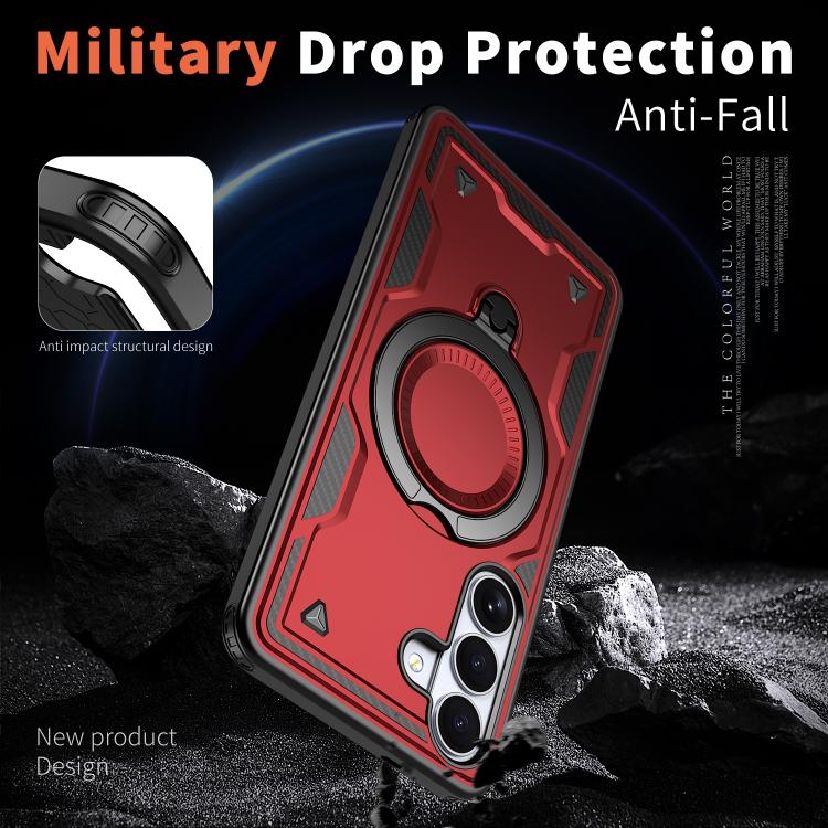 For Samsung Galaxy S26+ 5G PC Hybrid TPU Armor MagSafe Ring Holder Phone Case