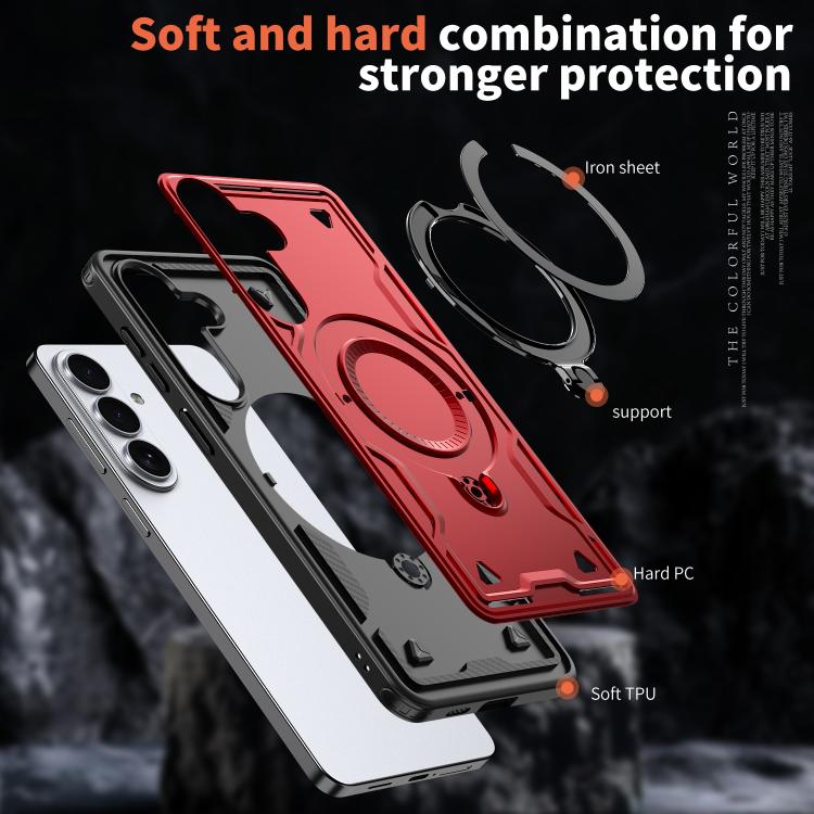 For Samsung Galaxy S26+ 5G PC Hybrid TPU Armor MagSafe Ring Holder Phone Case