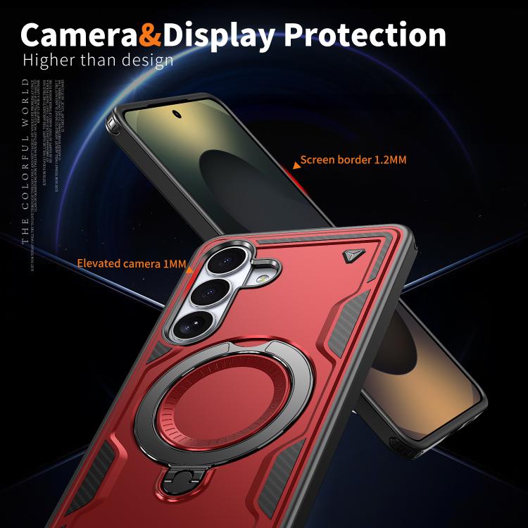 For Samsung Galaxy S26+ 5G PC Hybrid TPU Armor MagSafe Ring Holder Phone Case