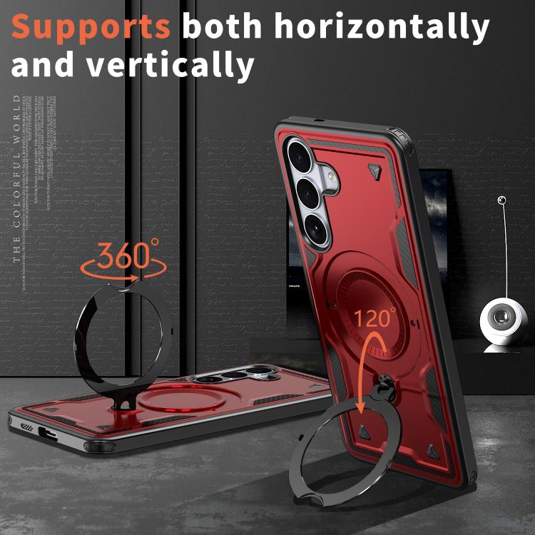 For Samsung Galaxy S26+ 5G PC Hybrid TPU Armor MagSafe Ring Holder Phone Case