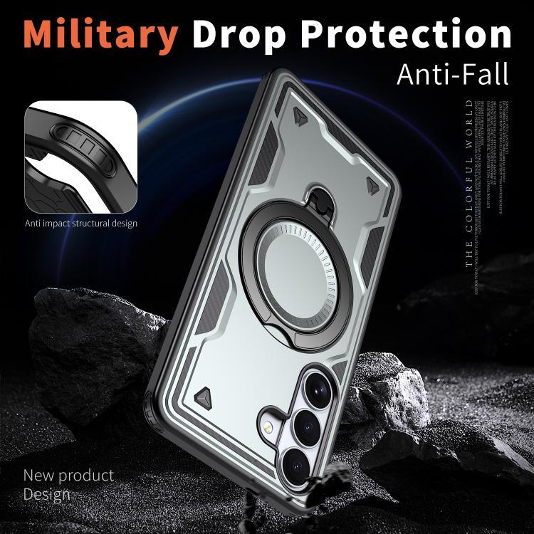 For Samsung Galaxy S26+ 5G PC Hybrid TPU Armor MagSafe Ring Holder Phone Case