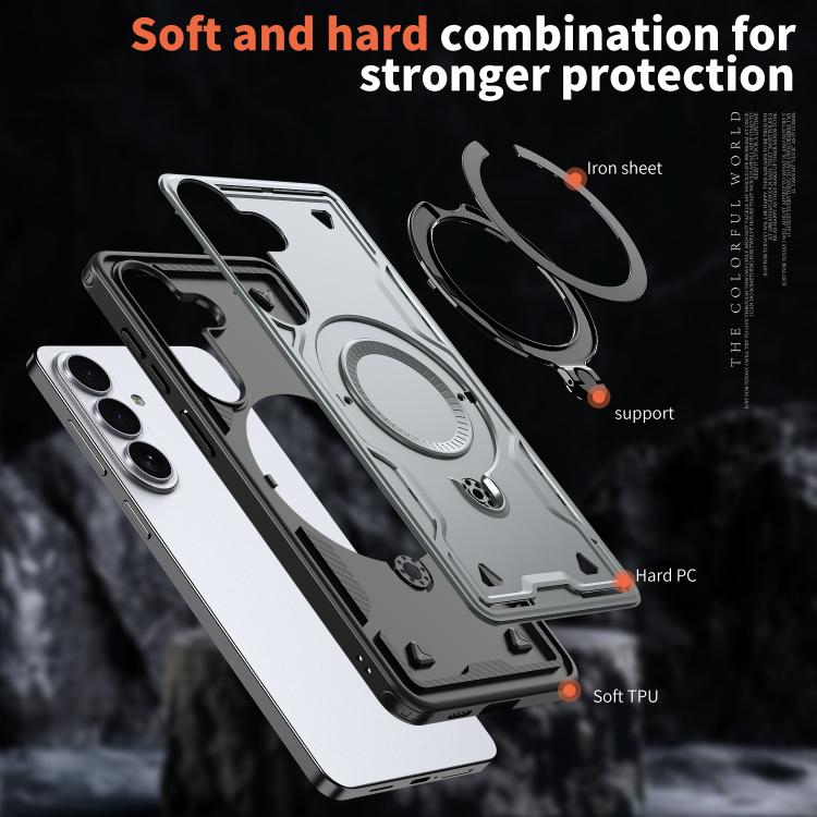 For Samsung Galaxy S26+ 5G PC Hybrid TPU Armor MagSafe Ring Holder Phone Case