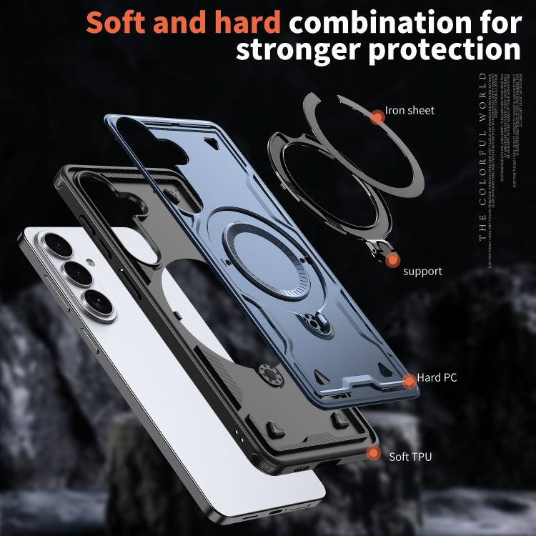 For Samsung Galaxy S26+ 5G PC Hybrid TPU Armor MagSafe Ring Holder Phone Case