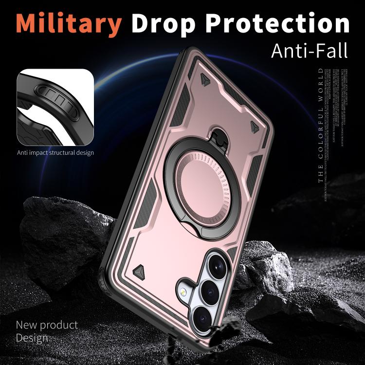For Samsung Galaxy S26+ 5G PC Hybrid TPU Armor MagSafe Ring Holder Phone Case