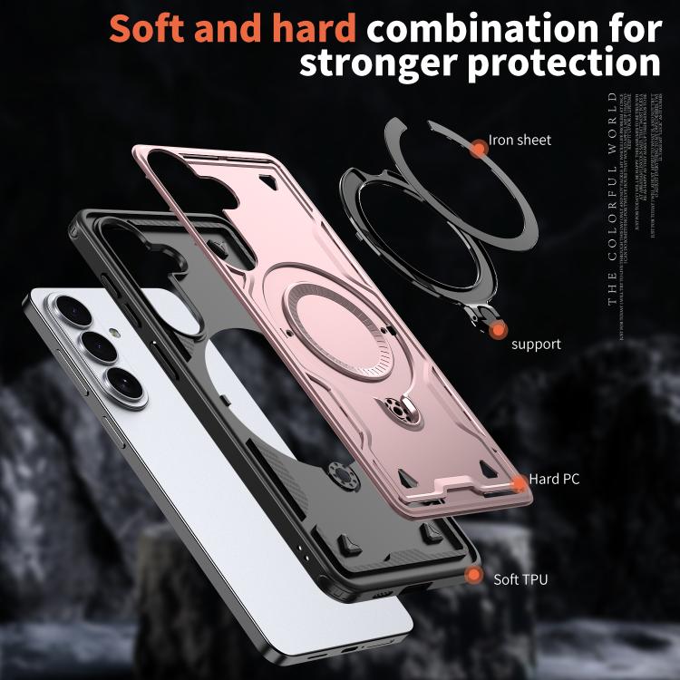 For Samsung Galaxy S26+ 5G PC Hybrid TPU Armor MagSafe Ring Holder Phone Case