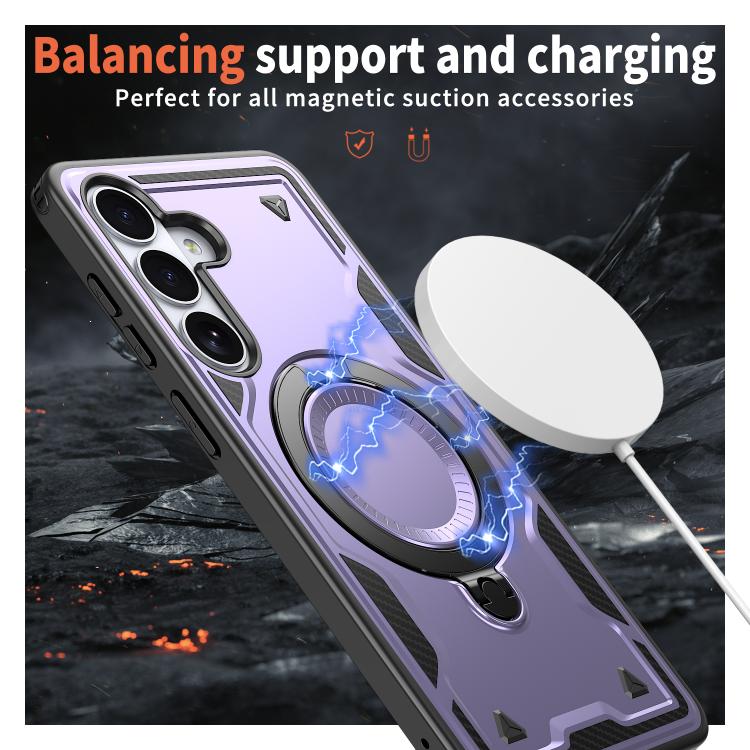 For Samsung Galaxy S26+ 5G PC Hybrid TPU Armor MagSafe Ring Holder Phone Case