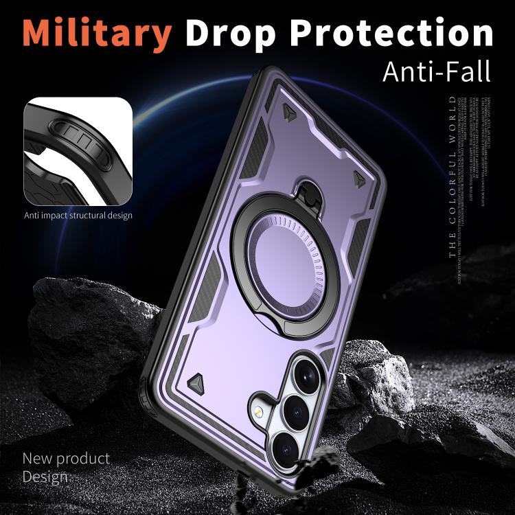 For Samsung Galaxy S26+ 5G PC Hybrid TPU Armor MagSafe Ring Holder Phone Case