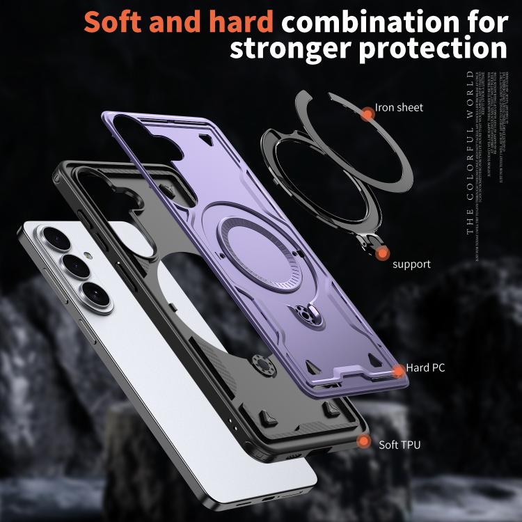 For Samsung Galaxy S26+ 5G PC Hybrid TPU Armor MagSafe Ring Holder Phone Case