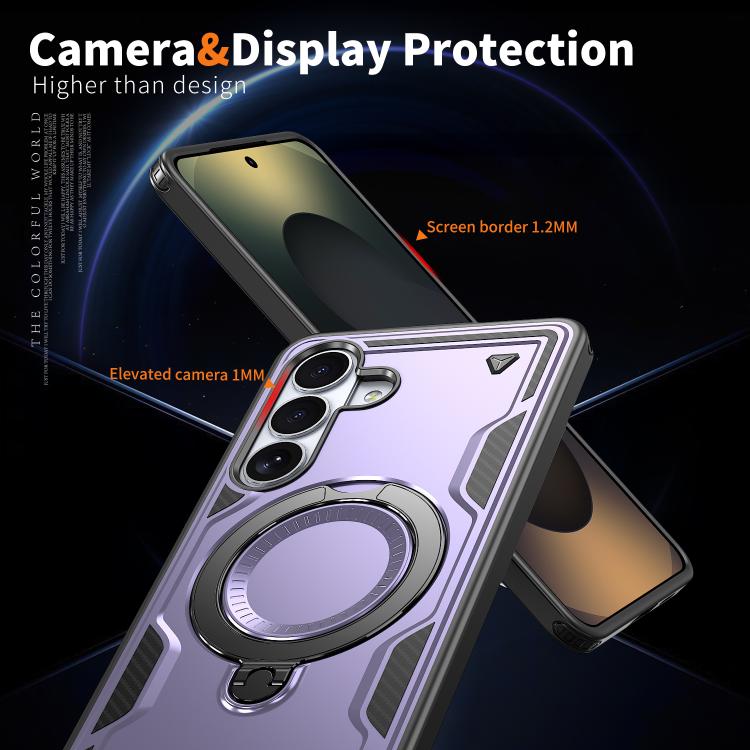 For Samsung Galaxy S26+ 5G PC Hybrid TPU Armor MagSafe Ring Holder Phone Case