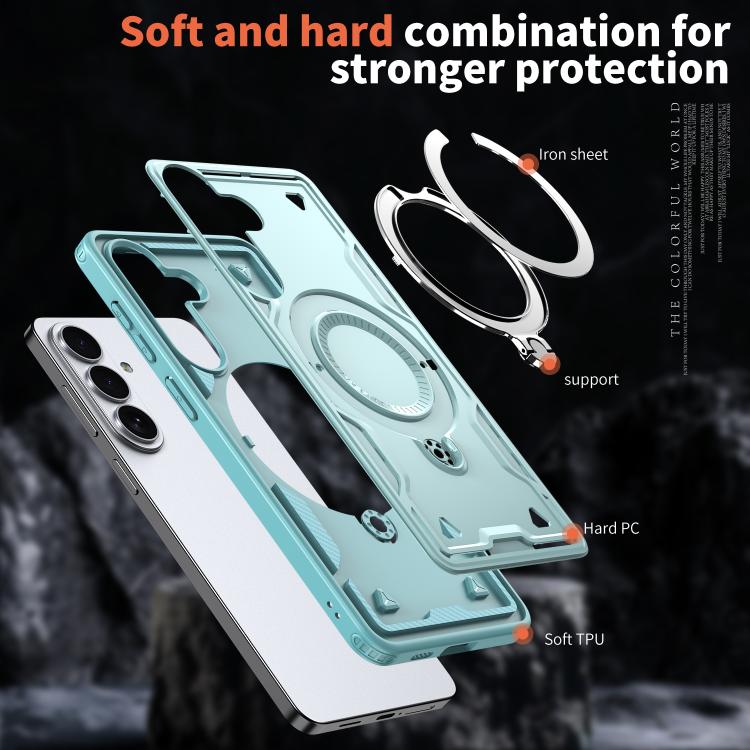 For Samsung Galaxy S26+ 5G PC Hybrid TPU Armor MagSafe Ring Holder Phone Case