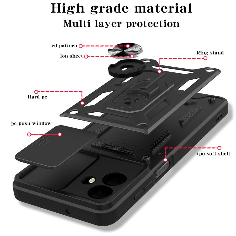 For Samsung Galaxy A07 4G Sliding Camera Cover Design TPU+PC Phone Case