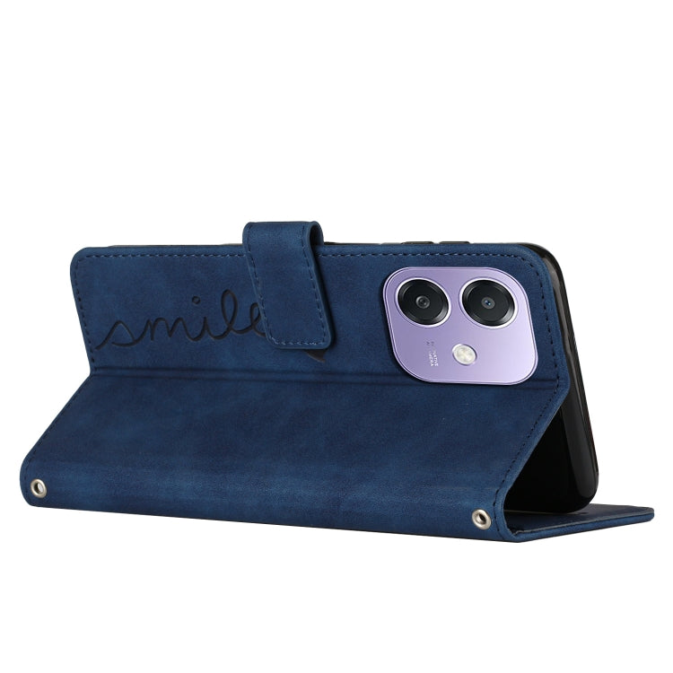 For OPPO A3x 5G Skin Feel Heart Embossed Leather Phone Case