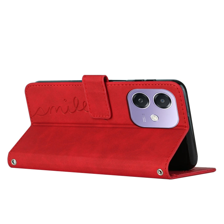 For OPPO A3x 5G Skin Feel Heart Embossed Leather Phone Case
