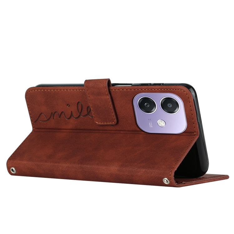 For OPPO A3x 5G Skin Feel Heart Embossed Leather Phone Case