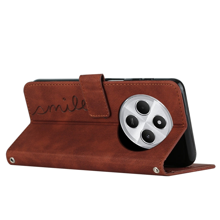 For Redmi 14C 4G Skin Feel Heart Embossed Leather Phone Case