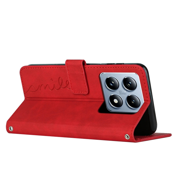 For Xiaomi 14T Skin Feel Heart Embossed Leather Phone Case