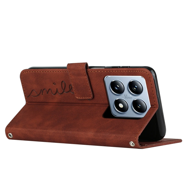 For Xiaomi 14T Skin Feel Heart Embossed Leather Phone Case