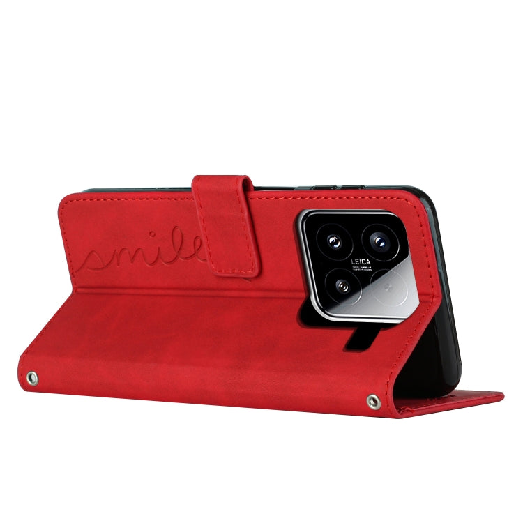 For Xiaomi 15 Skin Feel Heart Embossed Leather Phone Case
