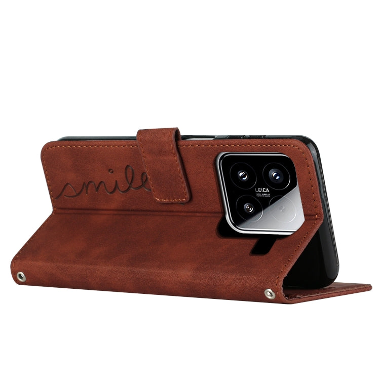 For Xiaomi 15 Skin Feel Heart Embossed Leather Phone Case