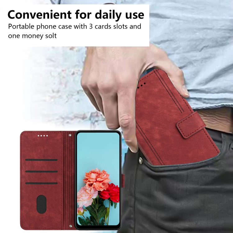 For Infinix Hot 50 4G Skin Feel Stripe Pattern Leather Phone Case