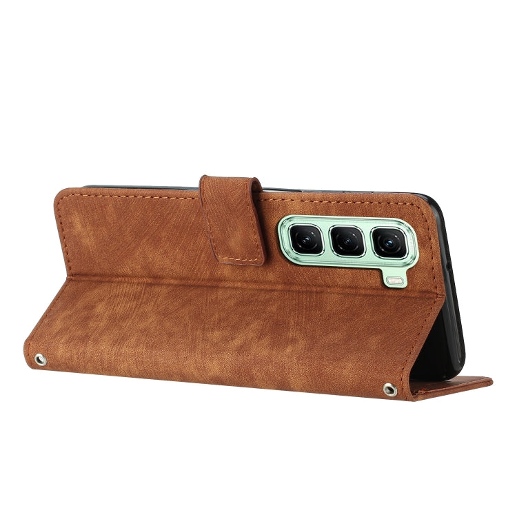 For Infinix Hot 50 5G Skin Feel Stripe Pattern Leather Phone Case