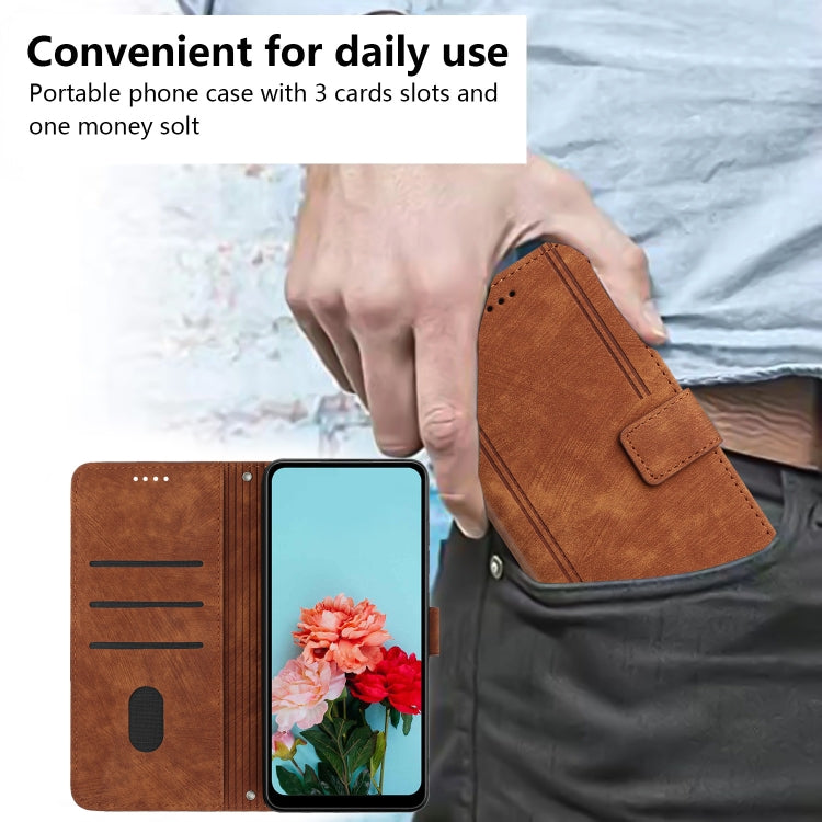 For Infinix Hot 50 5G Skin Feel Stripe Pattern Leather Phone Case
