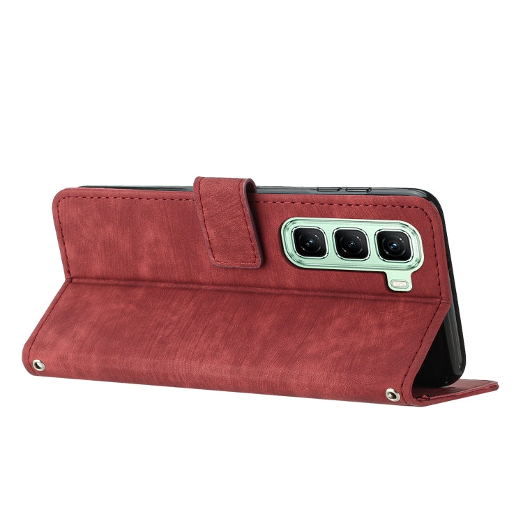 For Infinix Hot 50 5G Skin Feel Stripe Pattern Leather Phone Case