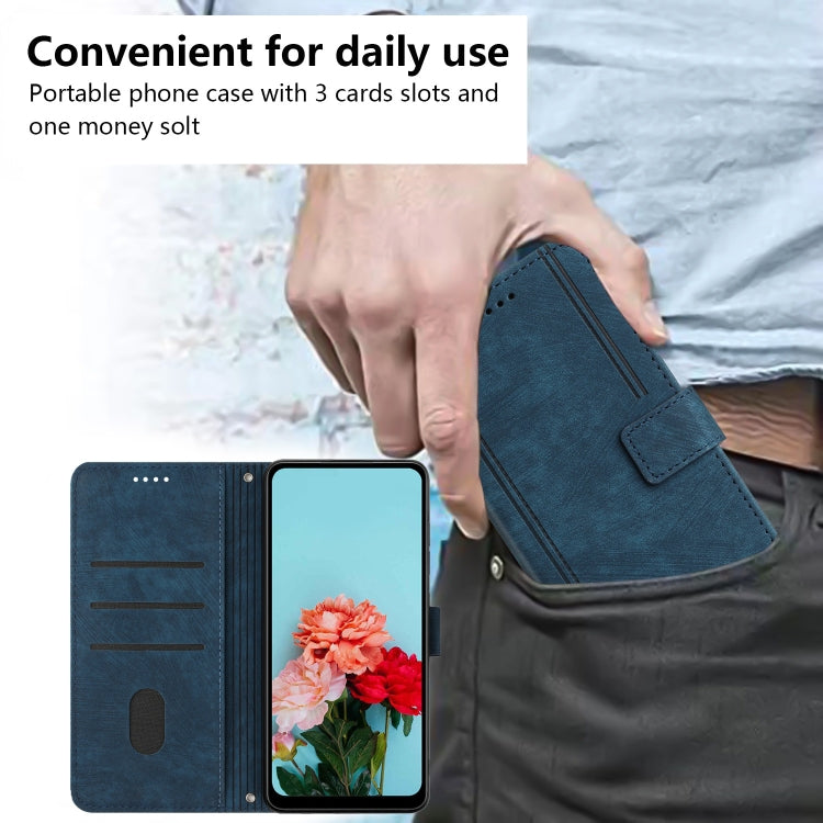 For OPPO A3x Skin Feel Stripe Pattern Leather Phone Case