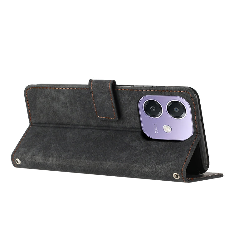 For OPPO A3x Skin Feel Stripe Pattern Leather Phone Case