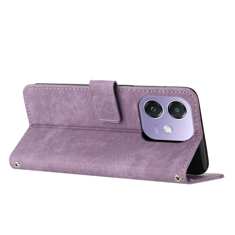For OPPO A3x Skin Feel Stripe Pattern Leather Phone Case