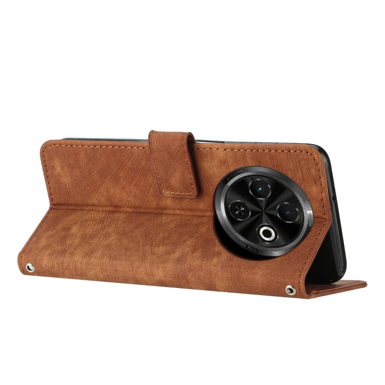 For Tecno Spark 30C Skin Feel Stripe Pattern Leather Phone Case