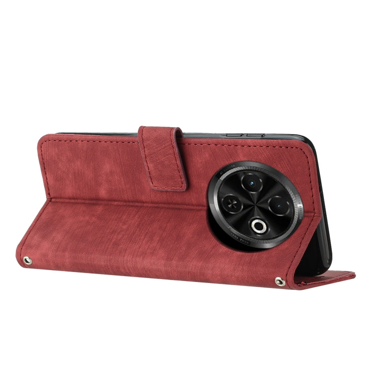 For Tecno Spark 30C Skin Feel Stripe Pattern Leather Phone Case