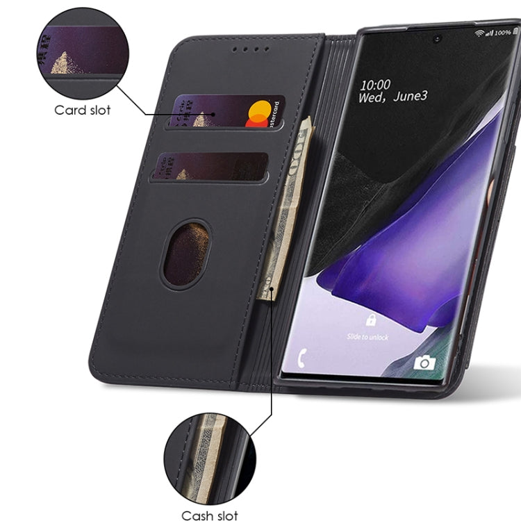 For Samsung Galaxy Note20 Ultra 5G Strong Magnetism Shockproof Horizontal Flip Liquid Feel Leather Case with Holder & Card Slots & Wallet