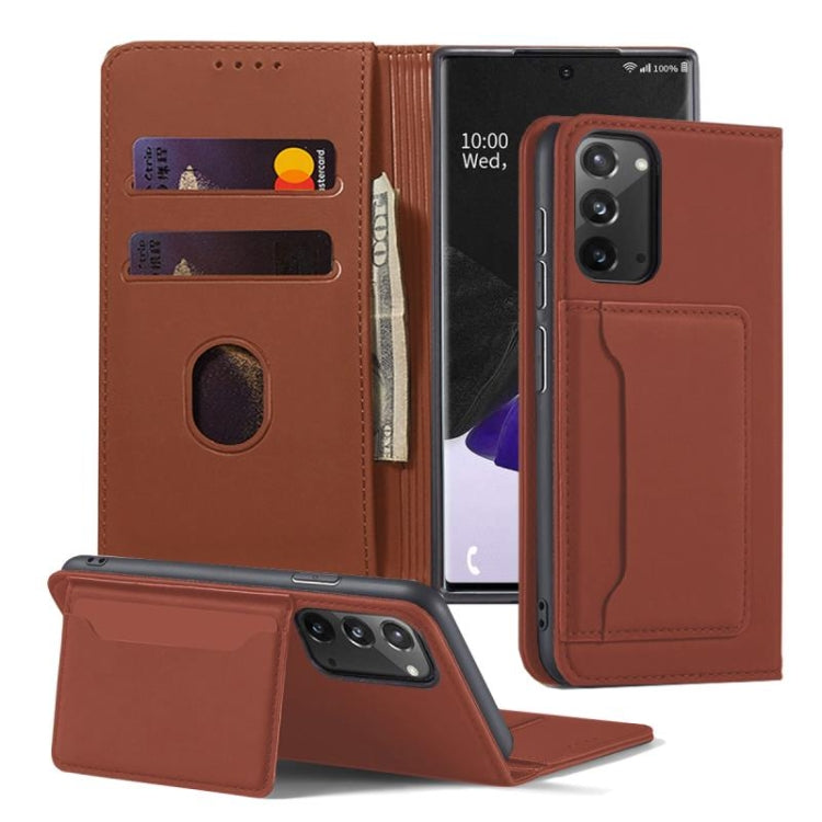 For Samsung Galaxy Note20 5G Strong Magnetism Shockproof Horizontal Flip Liquid Feel Leather Case with Holder & Card Slots & Wallet