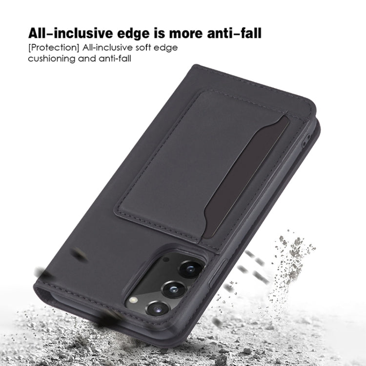 For Samsung Galaxy Note20 5G Strong Magnetism Shockproof Horizontal Flip Liquid Feel Leather Case with Holder & Card Slots & Wallet