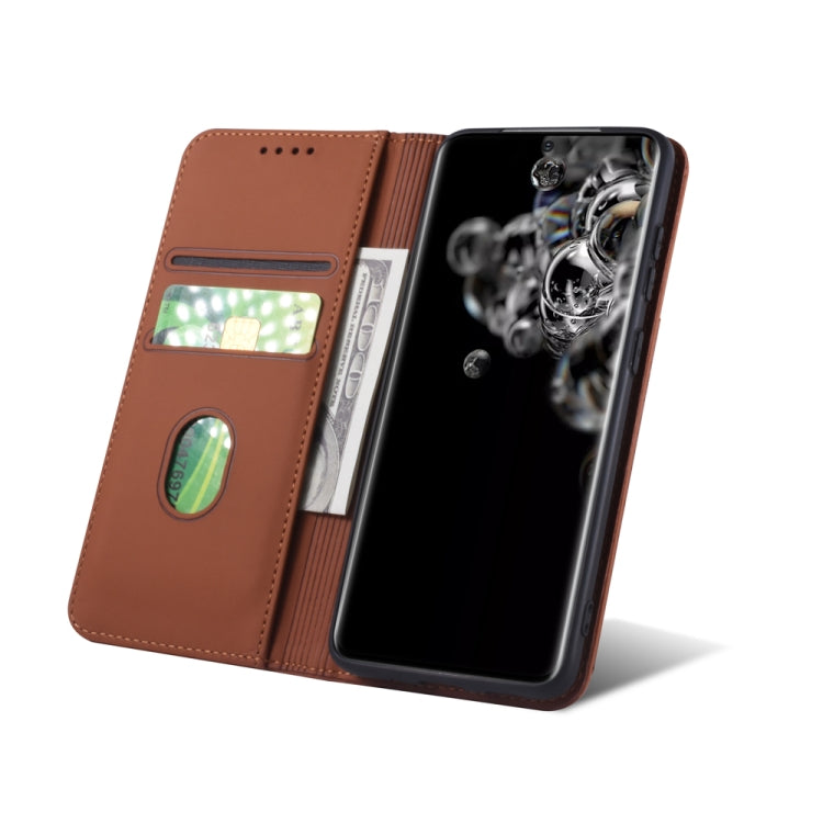For Samsung Galaxy S20 Ultra 5G Strong Magnetism Shockproof Horizontal Flip Liquid Feel Leather Case with Holder & Card Slots & Wallet