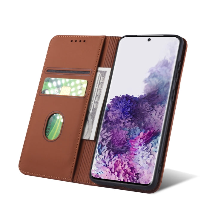 For Samsung Galaxy S20 Plus 5G Strong Magnetism Shockproof Horizontal Flip Liquid Feel Leather Case with Holder & Card Slots & Wallet