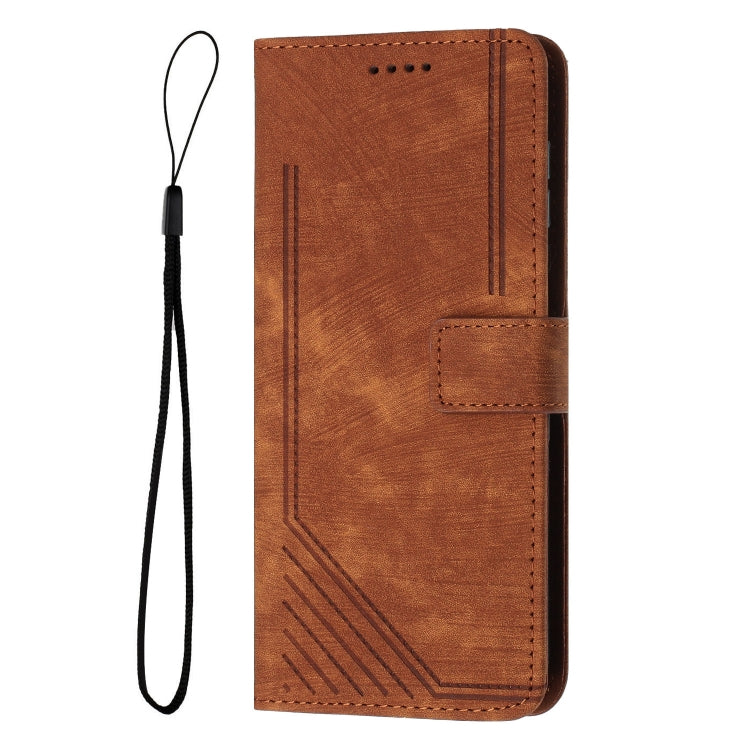For Redmi 14C 4G Skin Feel Stripe Pattern Leather Phone Case