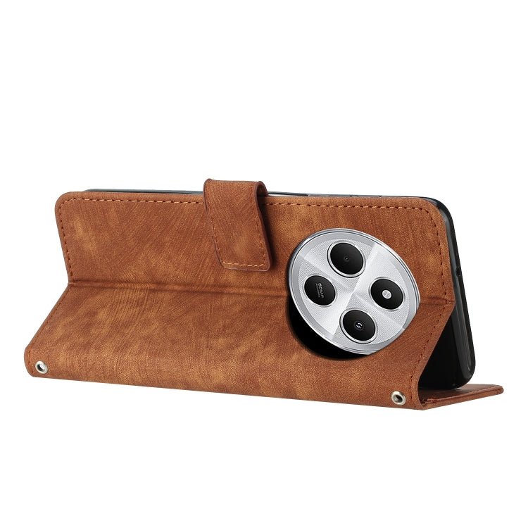 For Redmi 14C 4G Skin Feel Stripe Pattern Leather Phone Case