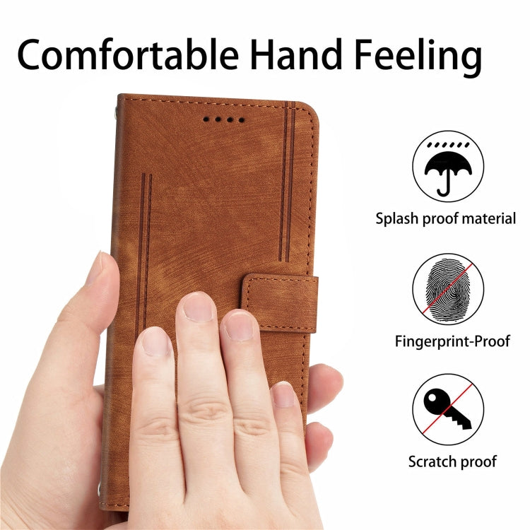 For Redmi 14C 4G Skin Feel Stripe Pattern Leather Phone Case
