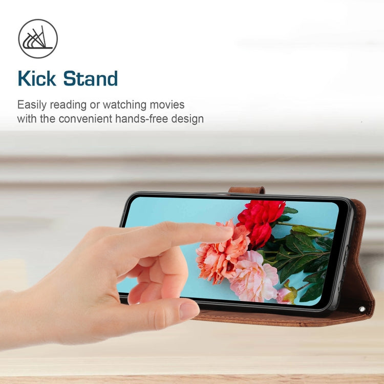 For Redmi 14C 4G Skin Feel Stripe Pattern Leather Phone Case