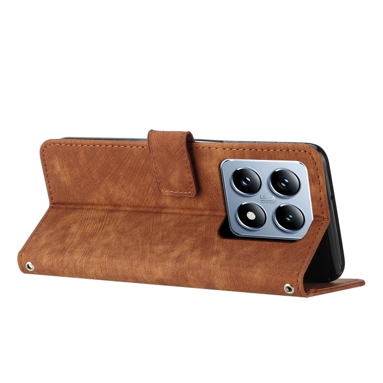 For Xiaomi 14T Pro Skin Feel Stripe Pattern Leather Phone Case