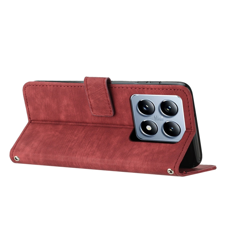 For Xiaomi 14T Skin Feel Stripe Pattern Leather Phone Case